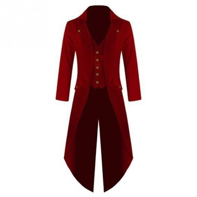 Men Plus Size Punk Gothic Tailcoat Jacket Steampunk Victorian Coat Uniform Frock Coat - 64 Corp
