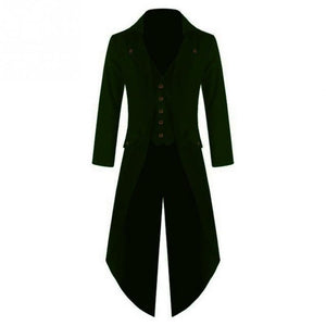Men Plus Size Punk Gothic Tailcoat Jacket Steampunk Victorian Coat Uniform Frock Coat - 64 Corp