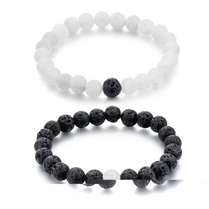 CHICVIE Black and White Natural Stone Distance Bracelets & Bangles for Women Men Strand Lovers Gifts Jewelry Bracelets SBR160101 - 64 Corp