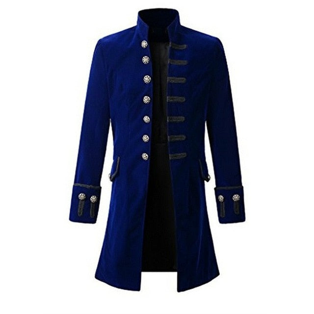 Men Steampunk Costume Brocade Jacket Gothic Steampunk Vintage Victorian Coat Top Male Vintage Halloween Cosplay Jacket Outfit