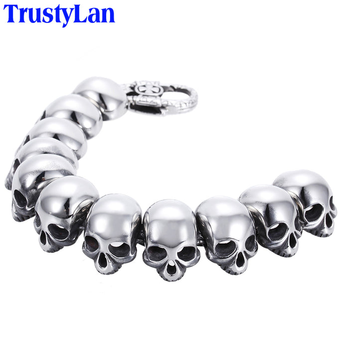 TrustyLan Cool Rocker Stainless Steel Skull Man Bracelet Fashion Mens Masculine Jewelry Men's Skeleton Bracelets & Bangles Gift - 64 Corp