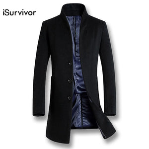 2018 Men Smart Casual Wool Coats Jackets Jaqueta Masculina Male Casual Fashion Slim Fitted Single Breasted Wool Coats Outwear