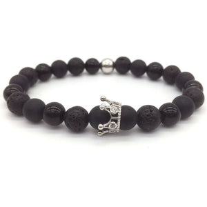 Trendy Lava Stone Pave Imperial Crown And Helmet Charm Bracelet - 64 Corp