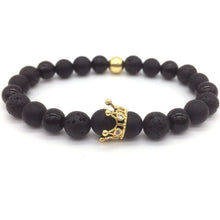 Trendy Lava Stone Pave Imperial Crown And Helmet Charm Bracelet - 64 Corp