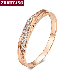 ZHOUYANG Top Quality Simple Cubic Zirconia Lovers Rose Gold Color Wedding Ring Jewelry Full Sizes Wholesale ZYR314 ZYR317 - 64 Corp