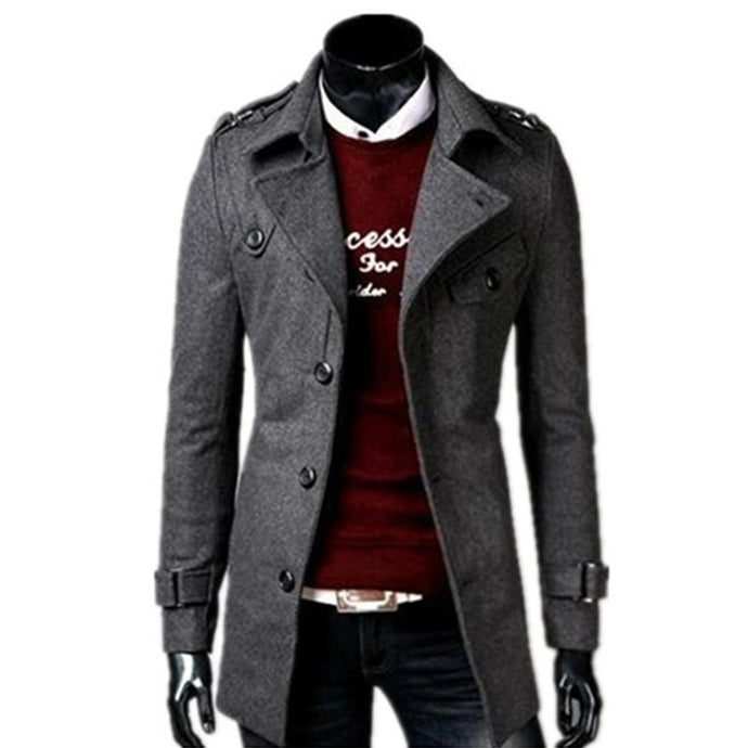 2018 autumn/winter fashion new men leisure single-breasted trench coat / Men's turn down collar long woolen jacket
