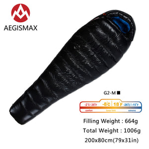 AEGISMAX G Series 95% White Goose Down Mummy Camping Sleeping Bag Cold Winter Ultralight Baffle Design Outdoor Camping Splicing - 64 Corp