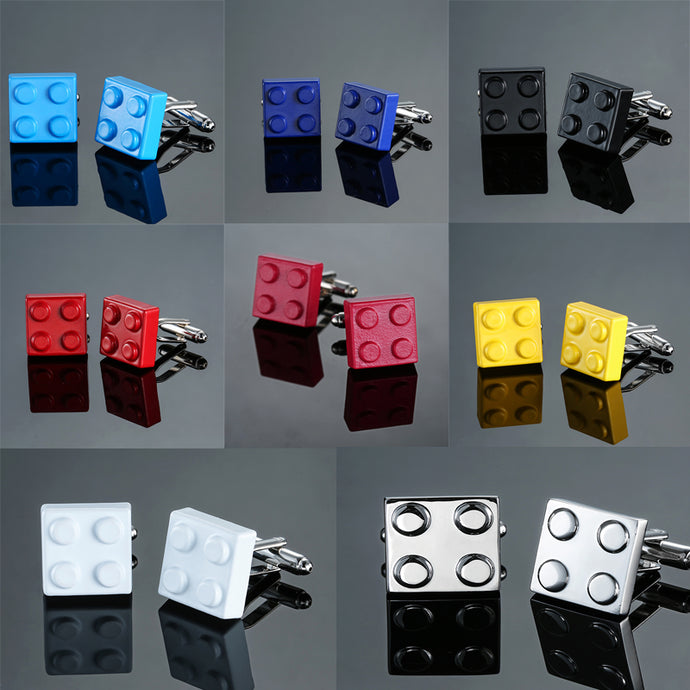 HYX Men Cufflinks Muti-color Bricks Design Blue Red Black 8 Colors Option Copper Novelty Cuff Links Wholesale&retail - 64 Corp
