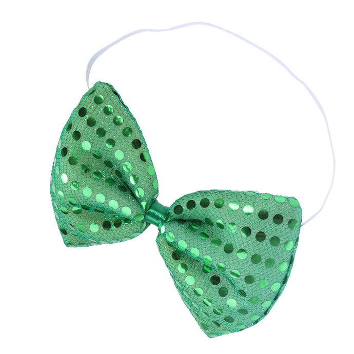 Men and Women's Fashion Sequin Bowtie Adjustable Pre-Tied Bow Tie for St. Patrick's Day(Green) - 64 Corp