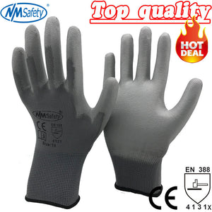 NMSafety 12 Pairs work gloves for PU palm coating safety glove - 64 Corp