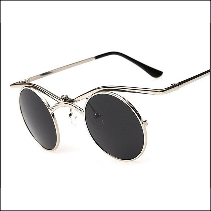 MINCL/Boho Chic Gothic Steampunk Sidestreet Flip-up Round Mirror Lens Sunglasses lxl - 64 Corp
