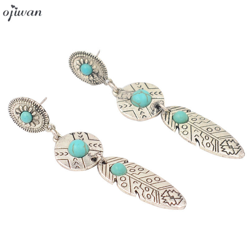 Hippie Chic Southwestern Feather Earrings - 64 Corp