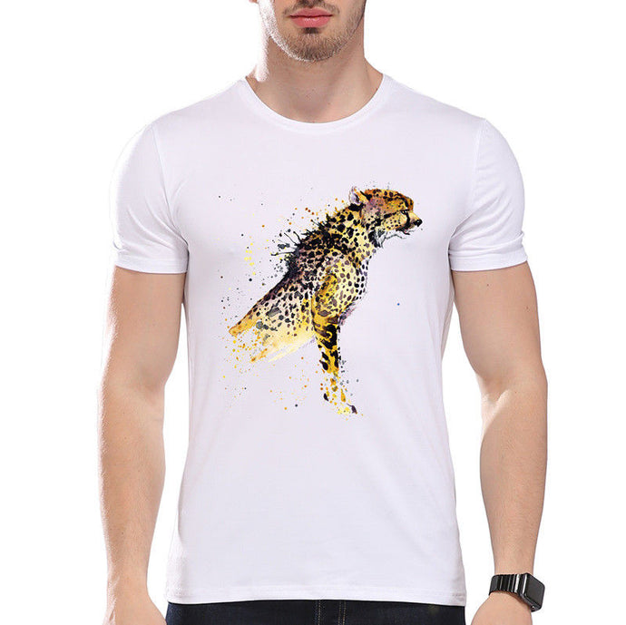 Watercolor Beautiful Artsy Cheetah Big Cat Cute Funny Joke Men T Shirt Tee - 64 Corp