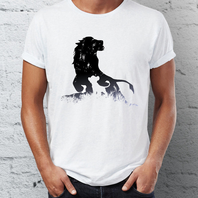 Men's T Shirt A King is Born Lion Mufasa and Simba Artsy Tee - 64 Corp