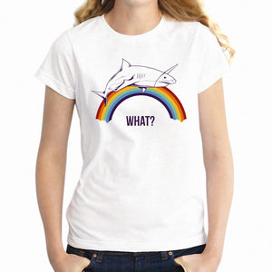 Women's T Shirt Dry Humor Sea Unicorn Rainbow Funny Girl's Artsy Tee - 64 Corp