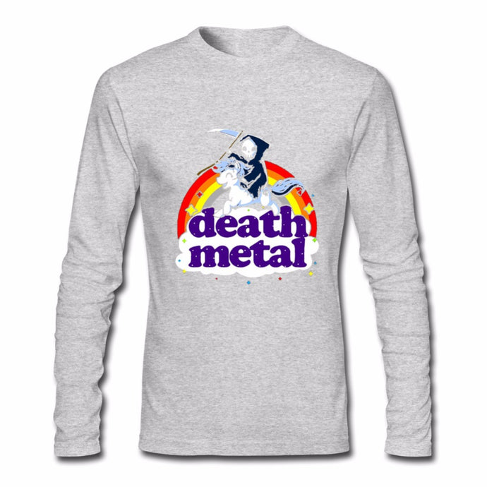 Men's T Shirt Death Metal Rocker T Shirt Unicorn Death Long Sleeve Custom Brand Clothing 2018 Cotton Crewneck Funny T Shirts - 64 Corp