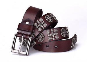 3 kinds Skull Leather Black Punk Belt Fashion Cinturones Ceinture Hombre luxury cinto masculino cinturon rocker riem cowboy - 64 Corp