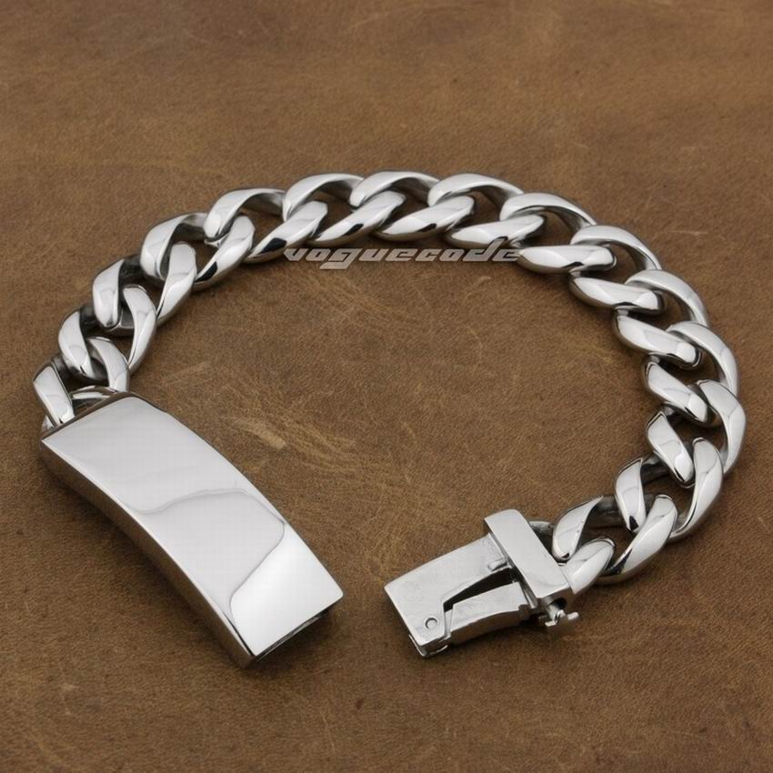 LINSION 316L Stainless Steel Mens Biker Rocker Punk Bracelet 5F014 Free Shipping - 64 Corp