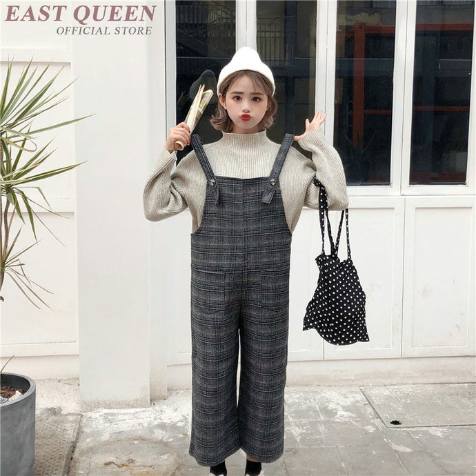 Women preppy style overall jumpsuits & rompers in spring and autumn loose plaid strips bodycon combine bodysuits  AA3346  F - 64 Corp