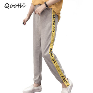 Qooth Preppy Style Harem Pants Ladies Casual Trousers Women's Spring Pencil Pants Elastic Waist Ankle-Length Casual Pants QH1084 - 64 Corp