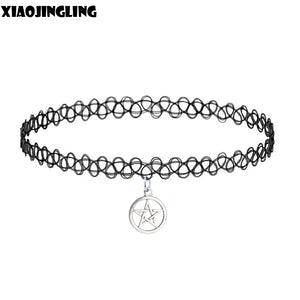 XIAOJINGLING Stretch Tattoo Choker Necklace Gothic Punk Grunge Metal Five Star in Round Necklaces & Pendants For Women Lovers' - 64 Corp