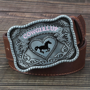 Western style cowgirl big belt buckle casual adornment belt - 64 Corp