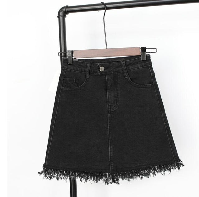 RENBANG 2018 New Summer Plus Size Women Skirt US A-line High Waist Denim Skirts Short Vintage Woman cowgirl Mini Jeans Skirt - 64 Corp