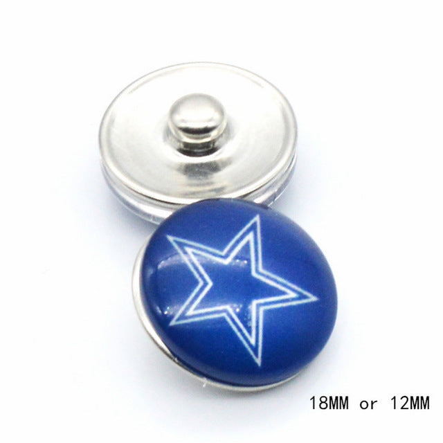 12pcs  team Dallas Cowboys Sport Glass Snaps Buttons 18mm 12mm sports jewelry fit for Snaps snaps bracelet - 64 Corp