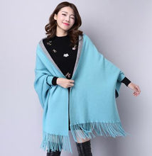 Winter Women Scarf Long Wrap Shawl Thick Warm Scarves Cotton Cashmere Wool Blended Poncho Solid Women's Scarf Cape with Sleeves - 64 Corp