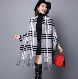 Winter Women Scarf Long Wrap Shawl Thick Warm Scarves Cotton Cashmere Wool Blended Poncho Solid Women's Scarf Cape with Sleeves - 64 Corp