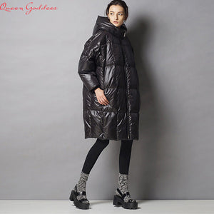 Female is long down jacket women 2017 parkas fashion casual loose filled 90% white duck coat cold weather plus size outwear - 64 Corp