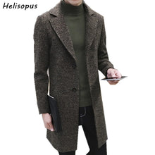 Helisopus Men's Thick Wool Trench Coat Men Long Casual Coats Lapel Collar 2018 Spring Autumn Overcoat Plus Asian Size M-5XL