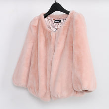 Nerazzurri Faux Fur Coat Women 2018 Winter Puff Sleeve Short Cropped Top Ruched Pink Red Black Colored Fake Rabbit Fur Jacket