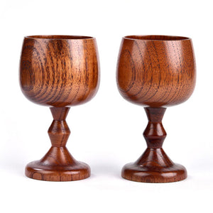 200ml Natural Solid Wood Cup Classic Wooden Wine Cup Vintage Goblet Chalice Hand-made Wood Drinking Dining Cup Drinkware Gift