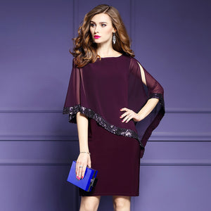 Sophisticated Chiffon Party Knee-length Sequin Dress - 64 Corp