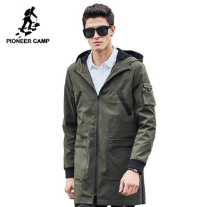 Pioneer Camp 2018 new trench coat men brand clothing Top Quality male long army green trench coat windbreaker jacket  611315