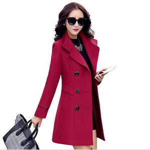 Autumn winter 2018 new fashion women's wool coat double breasted coat elegant bodycon cocoon wool long coat tops LU308