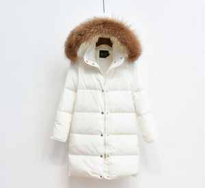 90% White Duck Down Jacket 2018 Female Parkas For Winter Jacket Women Long Thick Parka 100% Natural Raccoon Fur Collar Hood Coat