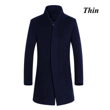 Letskeep New Winter woolen long peacoat men slim fit casual thick overcoat mens warm Windbreaker trench coat Jackets, MA209