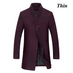 Letskeep New Winter woolen long peacoat men slim fit casual thick overcoat mens warm Windbreaker trench coat Jackets, MA209