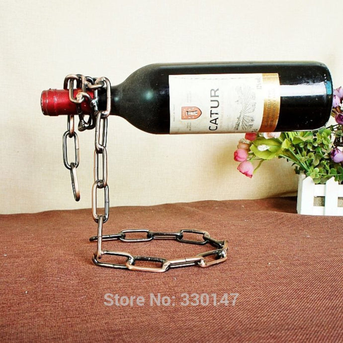 Wine Racks Magic Chain Wine BottleStand Suspension bottle holder Metal Single Hanging Portable Handmade Plating Self Rack
