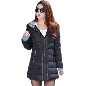 2018 women winter hooded warm coat plus size candy color cotton padded jacket female long parka womens wadded jaqueta feminina