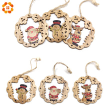 New!3PCS Creative Christmas Wooden Pendants Xmas Tree Ornaments DIY Wood Crafts For Home Christmas Party Decorations Kids Gift