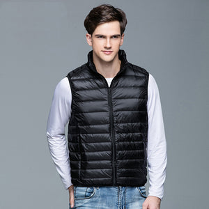 2018 New Winter Men 90% White Duck Down Vest Portable Ultra Light Sleeveless Jacket Portable Waistcoat for Men