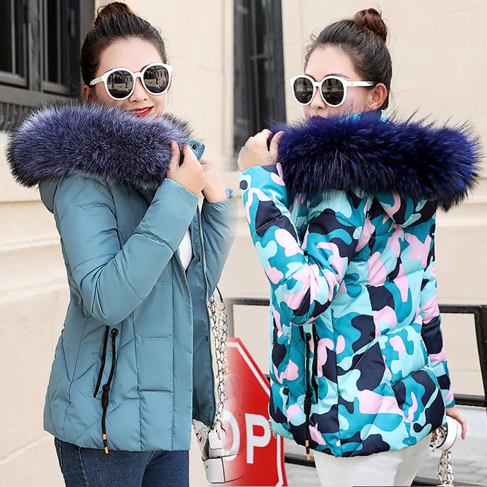 Winter Jacket Women Parkas for Coat Fashion Female Down Jacket With a Hood Large Faux Fur Collar Coat 2018 Autumn high quality