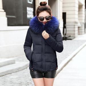 Winter Jacket Women Parkas for Coat Fashion Female Down Jacket With a Hood Large Faux Fur Collar Coat 2018 Autumn high quality