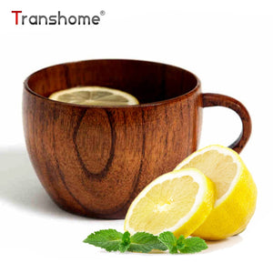 Transhome Wooden Tea Mug Cup Handmade Natural Jujube Wooden Coffee Mug With Handgrip Beer Wine Juice Milk Water Mugs For Home
