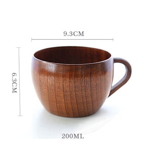Transhome Wooden Tea Mug Cup Handmade Natural Jujube Wooden Coffee Mug With Handgrip Beer Wine Juice Milk Water Mugs For Home