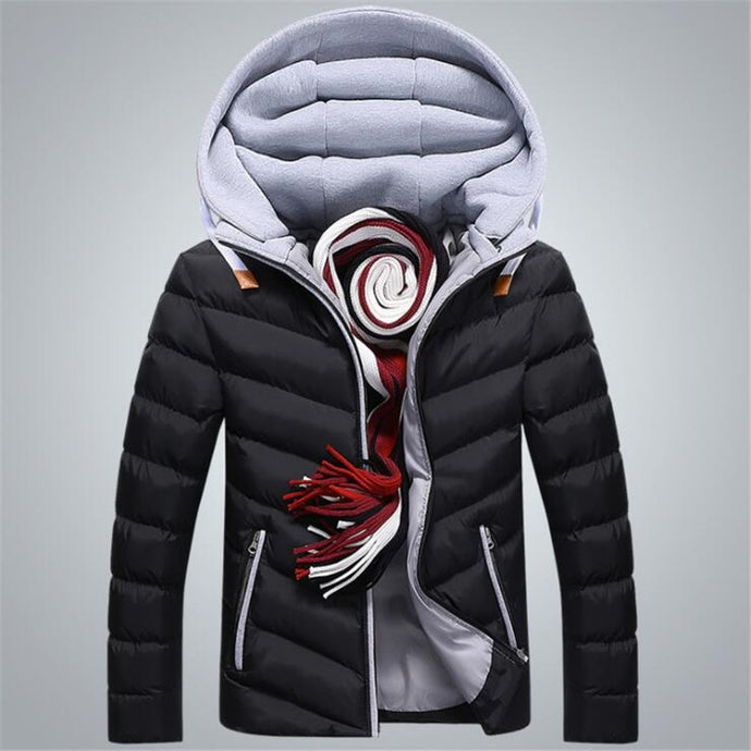 2018 Winter Jacket Men Hat Detachable Warm Cotton Padded Outerwear Mens Jackets And Coats Hooded Collar Male Parkas Clothes