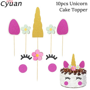 Cyuan Unicorn Party Disposable Tableware Set Kids Birthday Party Paper Cup Plate Hat 1st First Birthday Party Decor Supplies